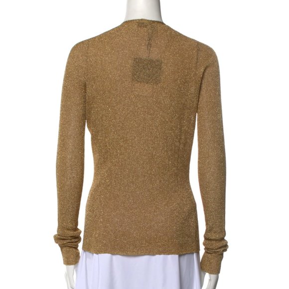🥳🥂5 X HP🥂🥳 LANVIN METALLIC RIBBED-KNIT CARDIGAN IN GOLD - Picture 6 of 11